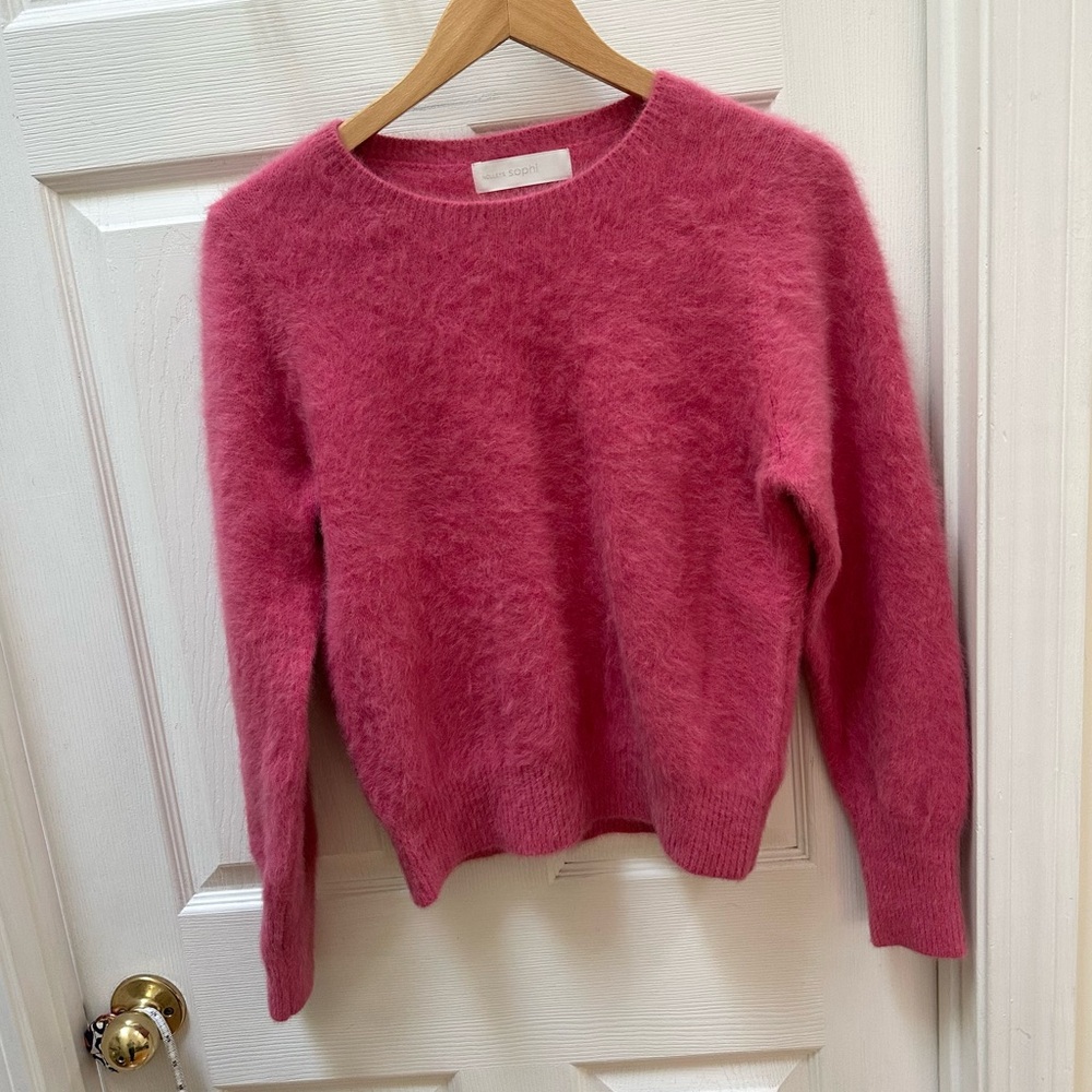 Noelly's Sophi Fuchsia pink Crew Neck Sweater wool cashmere fuzzy 38